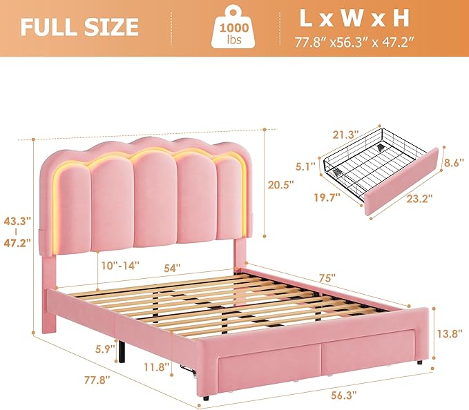 Full Upholstered LED Bed Frame - Image 2