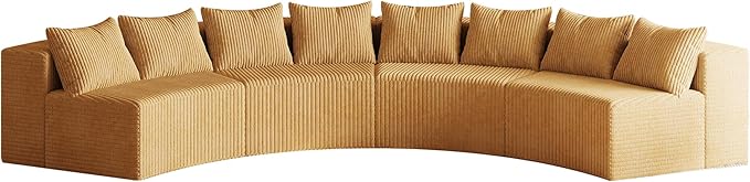 KEIKI Corduroy Curved Sectional Sofa, 4 Seater Symmetrical Modular Semi - Image 7