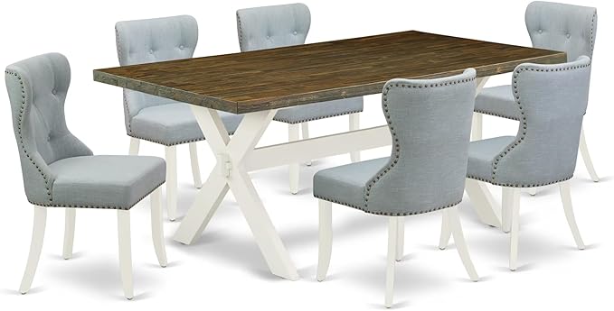 East West Furniture X077SI215-7 7 Piece Dining Table Set Consist of a Rectangle by EastWestFurniture