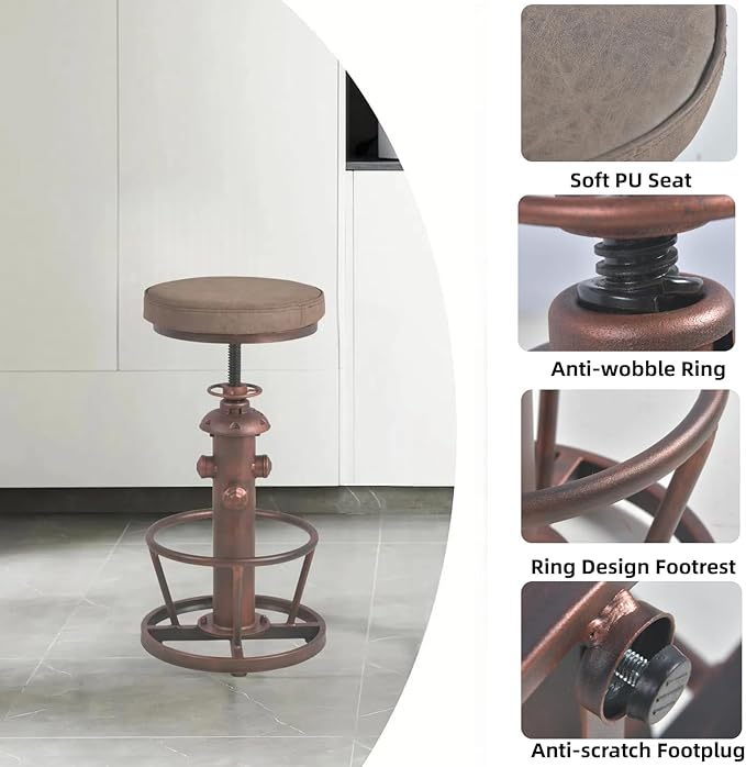 Vintage Swivel Bar Stools-Industrial Counter Height Chairs-Kitchen Dining - Image 4