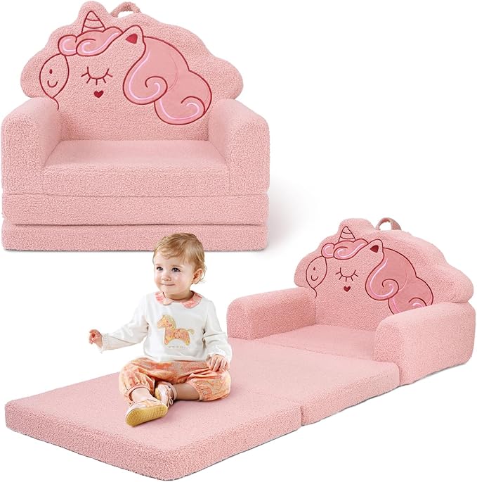 TinyPalsa Kids Couch, Convertible Sofa to Lounger Fold Out, Gift by TinyPalsa