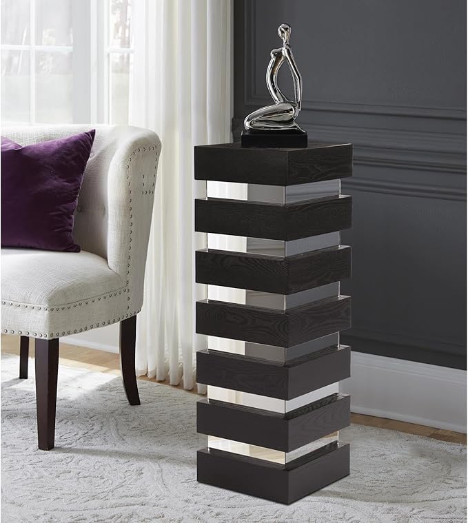 Howard Elliott Stepped Pedestal Accent Table, Small Space Pedestal Table - Image 2