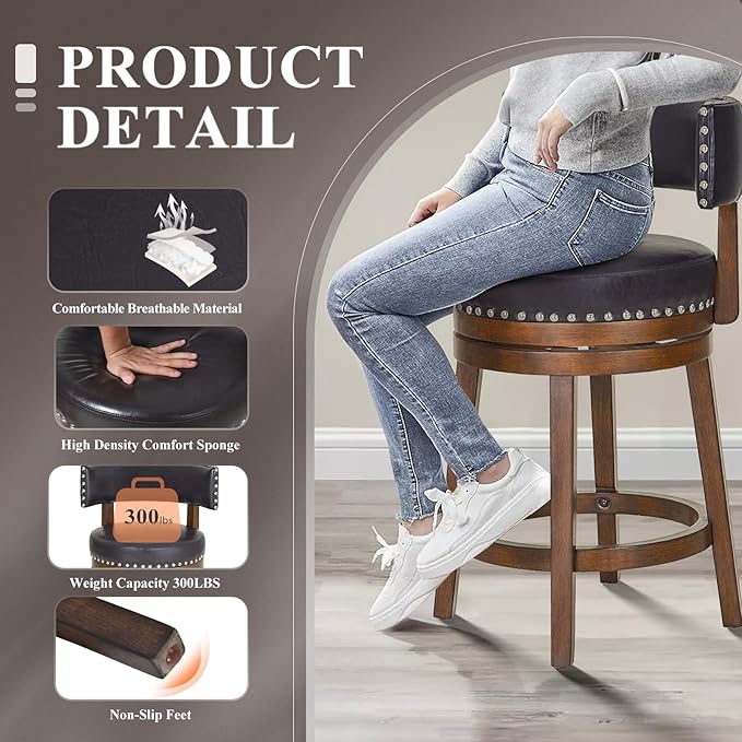 COLAMY Swivel Bar Stool, Modern Swivel Barstool - Image 5