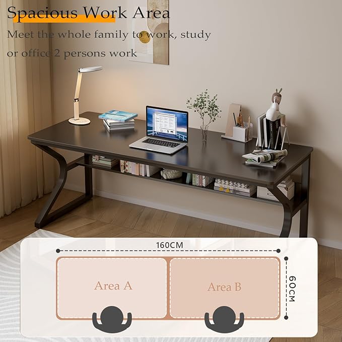 Extra Long Desk with Bookshelf - Image 3