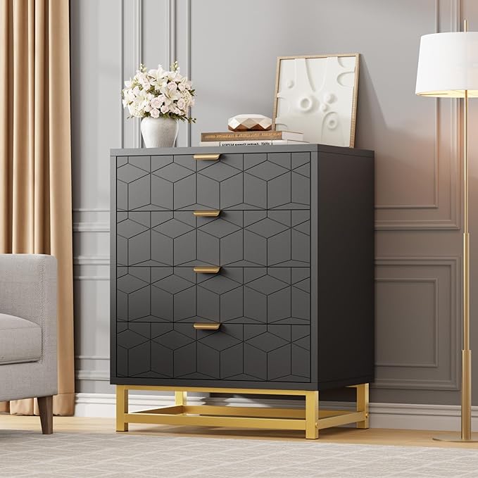GAOMON Black Dresser, 4 Drawer Dresser by GAOMON