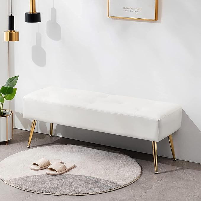 Furniliving Modern PU Leather Benches, Upholstered Tufted Leather Bedroom by FurnilivingFurnitureforHome