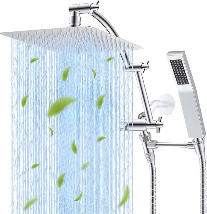 Hibbent All Metal 10'' Rainfall Shower Head, Dual Shower Head Combo, High by Hibbent