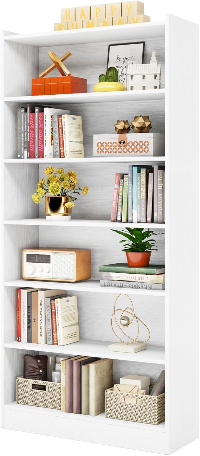 Tribesigns 78-inch Tall Bookcase, Modern 7-Tier White Library Bookshelf - Image 8
