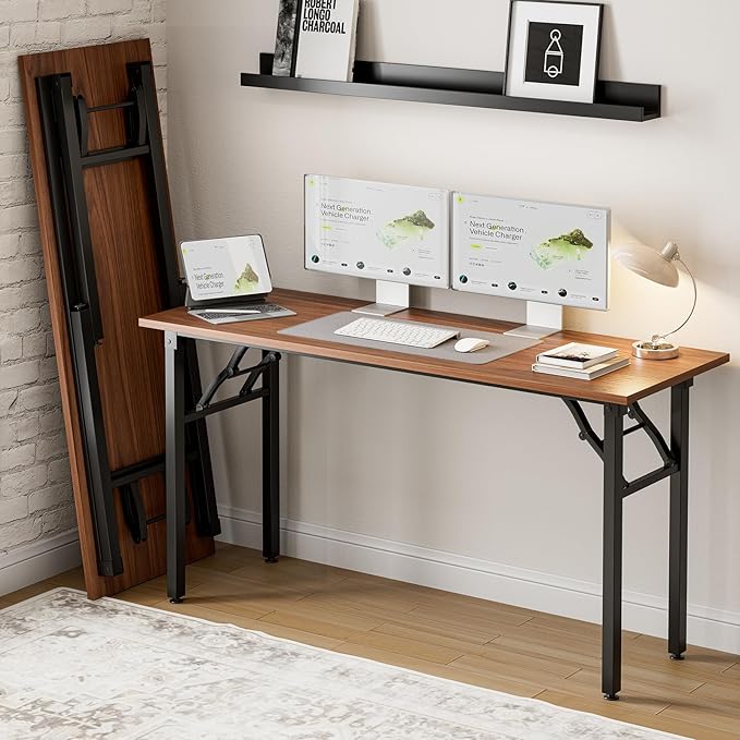 Frylr Small Folding Computer Desk – Portable 55.1 Inch Foldable Laptop Table by Frylr