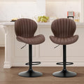 COLAMY Bar Stools Set of 2, Modern Swivel Bar Chairs, Adjustable Faux Leather by COLAMYINC