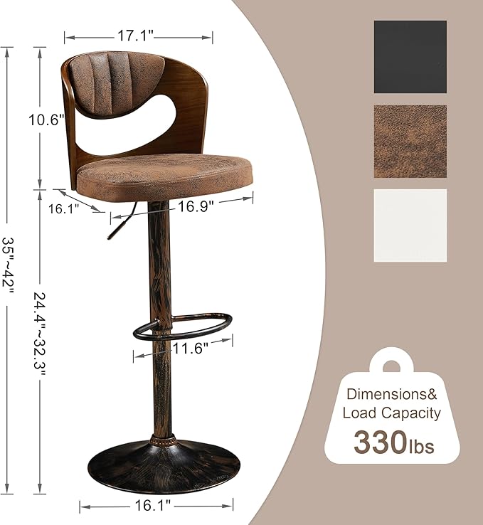 VECELO BarStools Set of 4, Kitchen Island Stools - Image 2