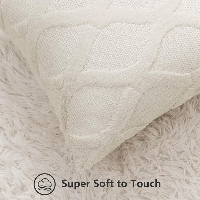 decorUhome Throw Pillow Covers 22x22 Inch Set of 2, Soft Plush Faux Fur Wool - Image 2