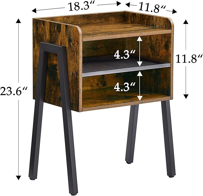 VECELO Nightstand Industrial Side End Table/Stackable Accent Furniture - Image 3