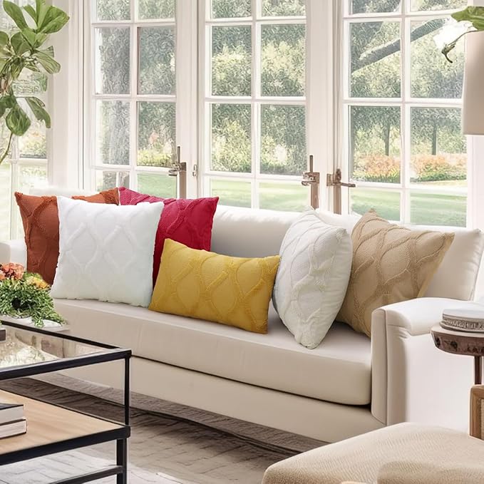 decorUhome Throw Pillow Covers 26x26 Inch Set of 2, Soft Plush Faux Fur Wool - Image 9