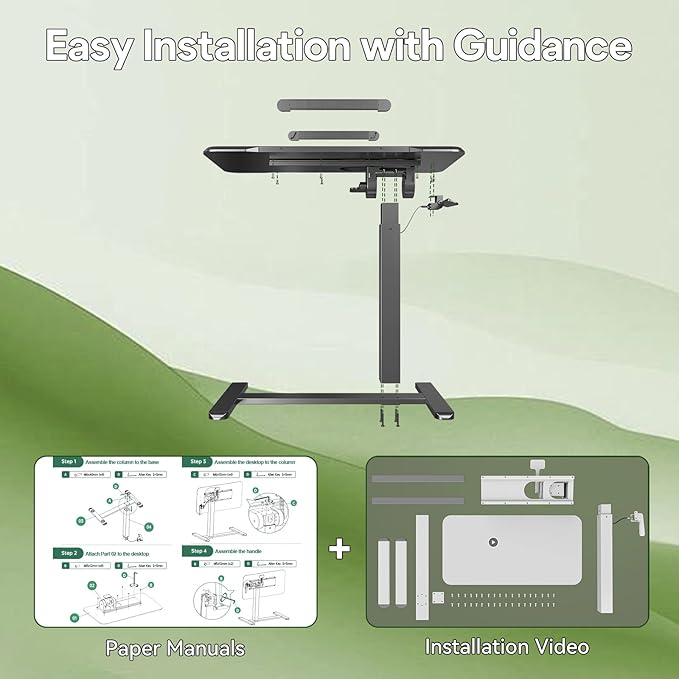 Rolling Laptop Desk, Mobile Standing Desk Height Adjustable, 180° Tiltable - Image 8