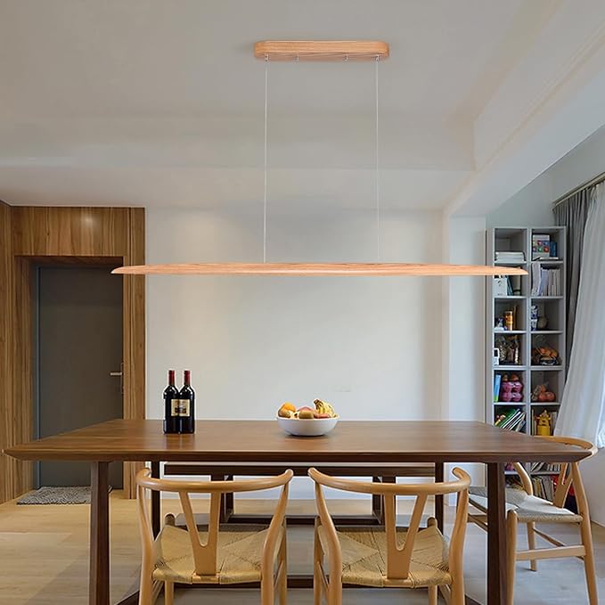 71" 40W Wood LED Linear Pendant Light Fixture Led Dining Room Light Dimmable - Image 5