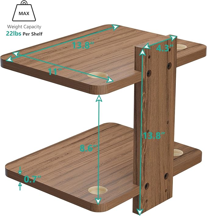 WALI Floating TV Shelf, Projector Shelf Holds Up to 22lbs, Wooden Projector - Image 3