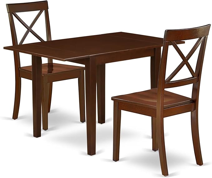 East West Furniture NDBO3-MAH-W 3 Piece Dining Set Contains a Rectangle Dining by EastWestFurniture