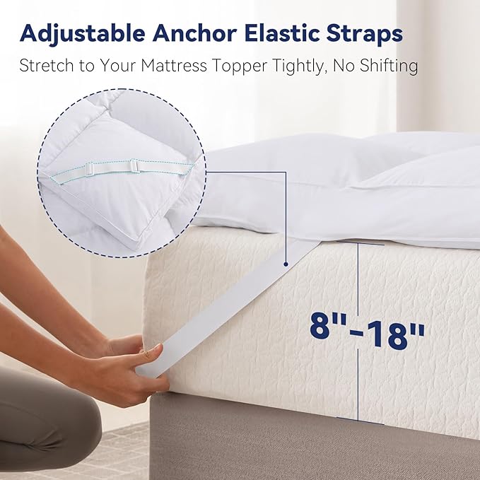 3 Inch White Goose Feather Mattress Topper, Queen Feather Bed Topper, Mattress - Image 4