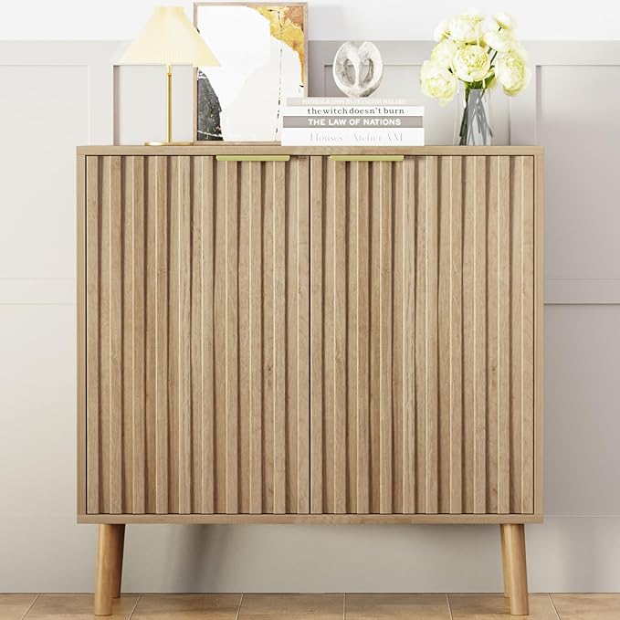 Fluted Storage Cabinet, Free Standing Buffet, Wood Sideboard, Dining Room - Image 7