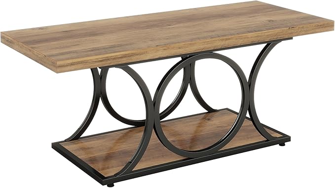 Tribesigns Rectangle Coffee Table, 47.24-inch Rustic Coffee Tables - Image 8