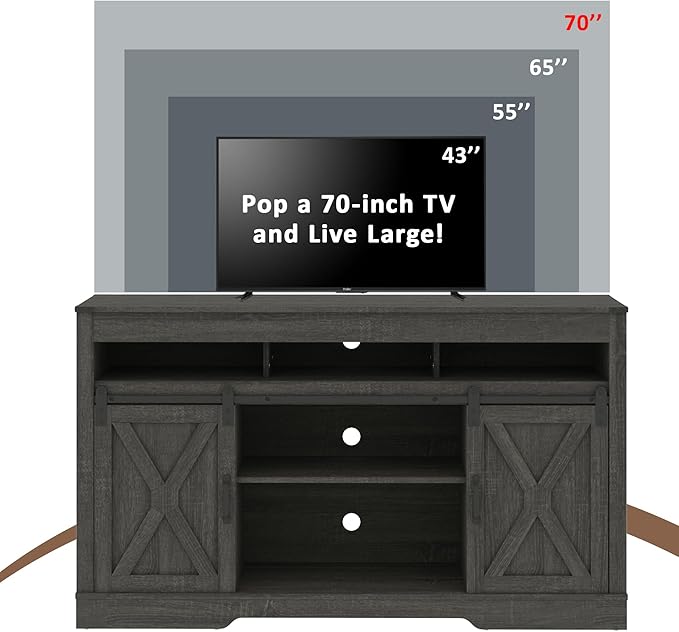 RoyalCraft Farmhouse TV Stand for 65+ Inch TV, Rustic Wood Media Console - Image 7
