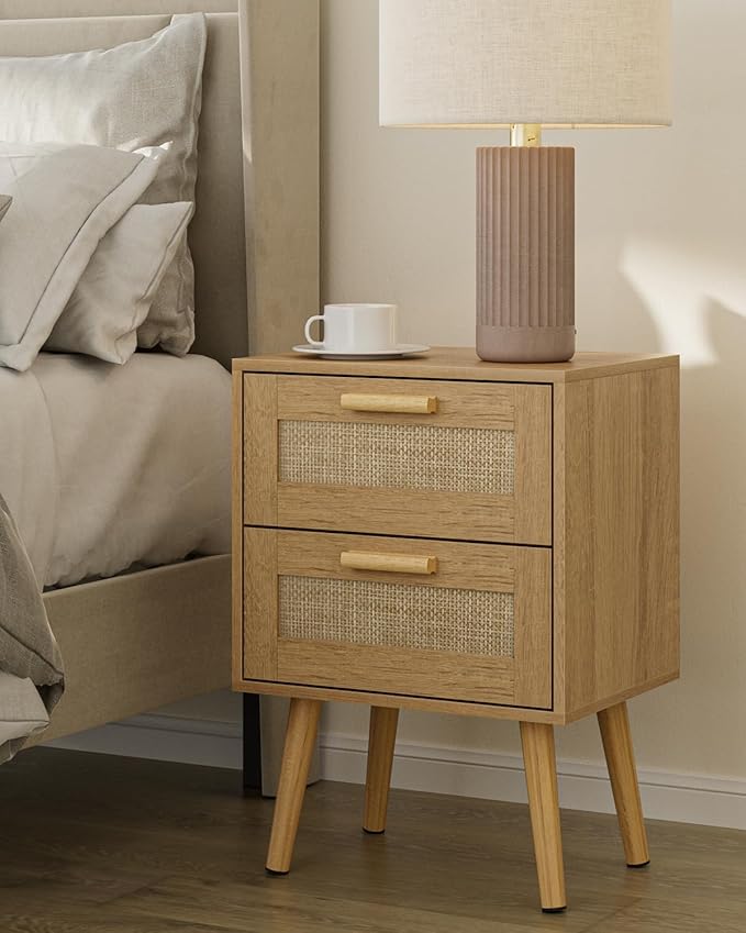 Masupu Rattan Night Stand, Modern nightstand Boho Bedside Table by Masupu