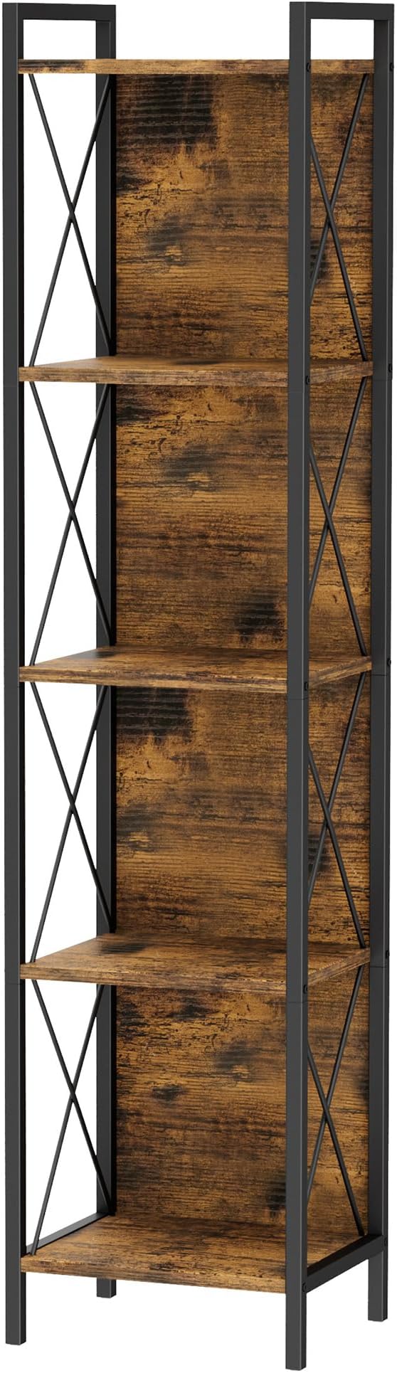 Homhedy 5 Tier Bookshelf Bookcase, Tall Narrow Bookshelf - Image 9