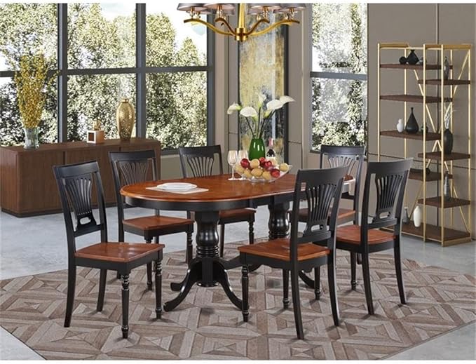 East West Furniture PLAI7-BLK-W 7 Piece Dining Room Table Set Consist of an - Image 2