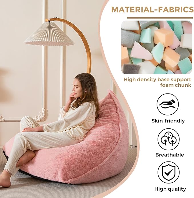 BYBYME Bean Bag Chairs Sherpa Lazy Sofa, Giant Beanbag Chairs - Image 4