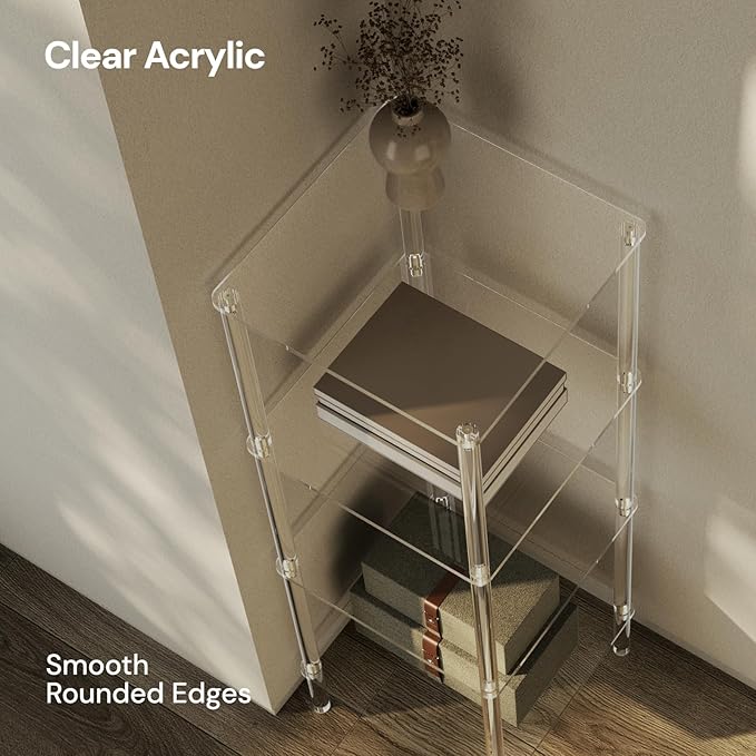 4 Tier Square Acrylic Bookshelf, Small Bookcase - Image 5