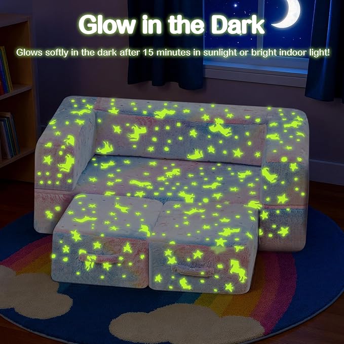 Lamerge Toddler Couch Glow in The Dark Toddler Fold Out Couch - Image 8