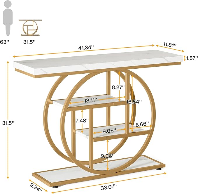 Tribesigns 41.3" Console Table, Industrial 4-Tier Sofa Entryway Table - Image 2
