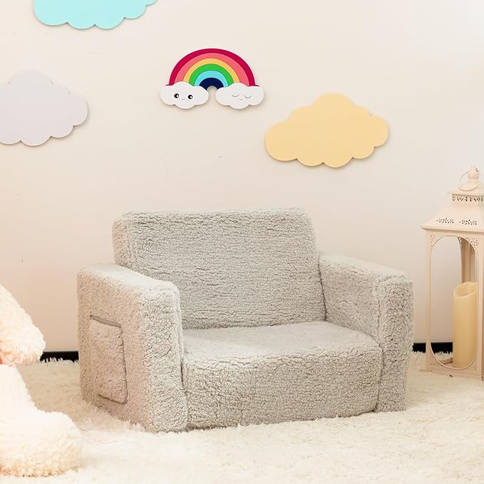 ALIMORDEN Kids Couch, 2-in-1 Fold Out Toddler Chair & Snuggly Foam Lounger Seat - Image 7