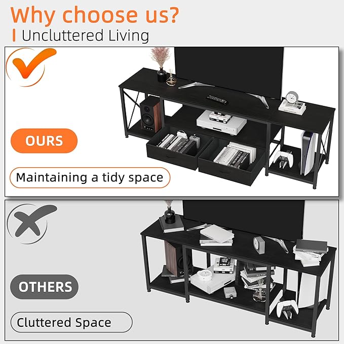 TV Stand with Fabric Drawers for 75 80 Inches TV - Image 2
