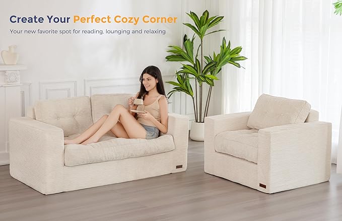MAXYOYO Bean Bag Chair for Adults, Upholstered Floor Sofa - Image 3