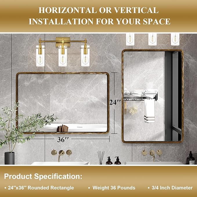 ANDY STAR Hand-Forged Gold Bathroom Mirrors - Image 2