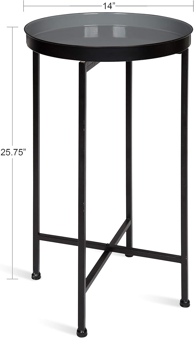 Kate and Laurel Celia Round Foldable Tray Accent Table, Modern Minimalist - Image 3