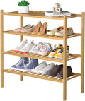 4 Tier Bamboo Shoe Rack for Closet Free Standing Wood Shoe Shelf for Entryway by ROMGUAR+CRAFT