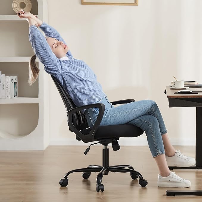 SMUG Office Computer Desk Chair, Ergonomic Mid-Back Mesh Rolling Work Swivel - Image 2