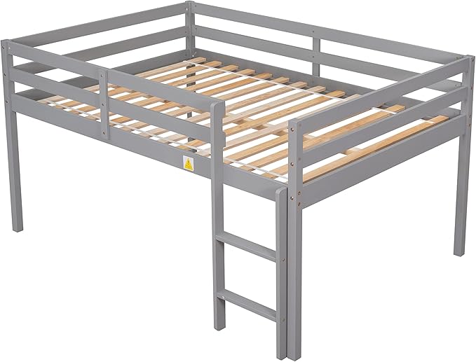 HomSof Full Loft Bed with Guard Rail & Ladder, No Box Spring Needed, Easy - Image 6