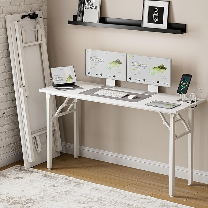 Frylr Small Folding Computer Desk – 55.1 Inch Portable Table by Frylr