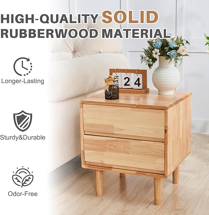 Uniclinens Nightstand with 2 Drawers Storage, Sofa Side Table End Tables Living - Image 4