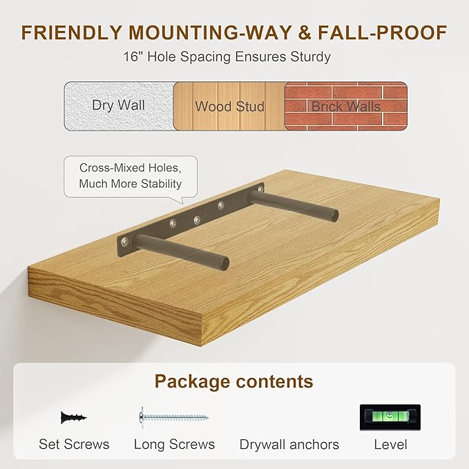 Floating Shelves for Wall, 8 Inch Deep Floating Shelves, Rustic Wood Floating - Image 7