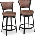 Bar Stools Set of 2, 25 Inch Metal Counter Height Bar Chairs, Modern Faux by FLYZC