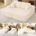 Oversized 79” Double Chaise Lounge Sofa Bed, Deep Seat Corduroy Cloud Loveseat by WHGBJA