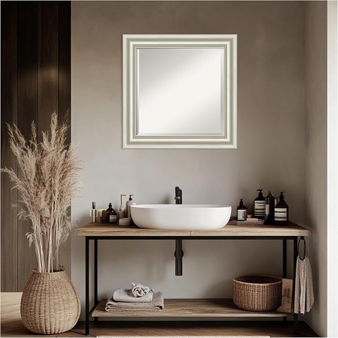 Amanti Art Bathroom Mirror for Over Sink, 26x26 Sophia Silver Square Vanity - Image 6