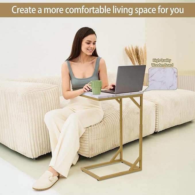 Serteaw C-Shaped End Table, Sturdy Side Table - Image 4