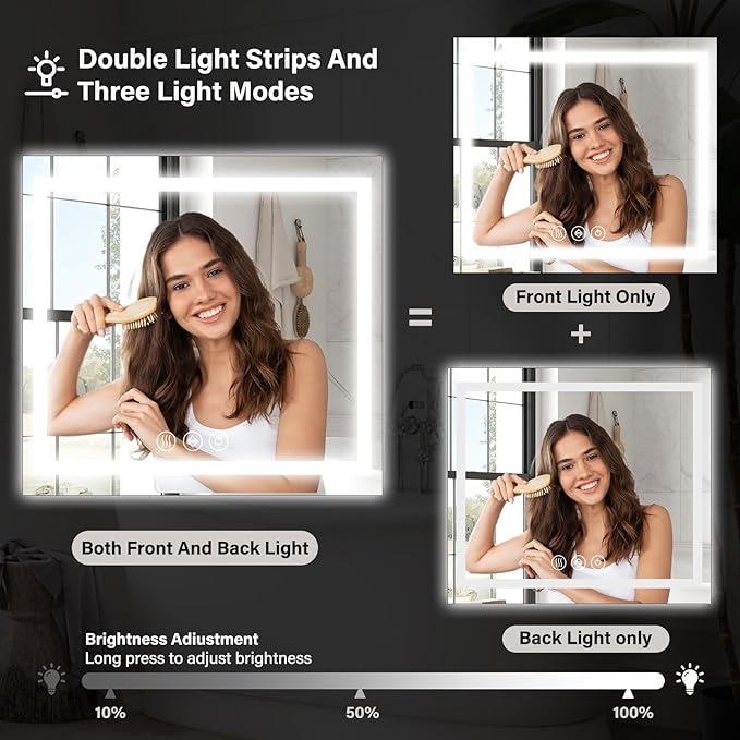 47"x 47" LED Bathroom Mirror, Backlit + Front Lit, LED Bathroom Mirror - Image 8