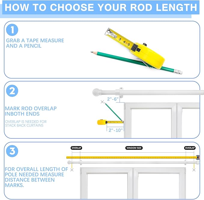 Curtain Rods for Windows 16 to 136 Inches, Curtain Rod Max Adjustable Length of - Image 4